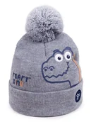 Czapki damskie - Czapka zimowa chłopięca z pomponem DINO 46-48 YOCLUB - miniaturka - grafika 1