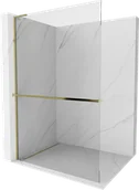Ścianki i drzwi prysznicowe - Mexen Kioto+ L ścianka prysznicowa z półką Walk-in 70 x 200 cm, transparent, złota - 800-070-123-50-00 - miniaturka - grafika 1