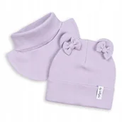 Czapki damskie - KOMPLET WIOSENNY JESIENNY CZAPKA + GOLFIK DLA DZIEWCZYNKI PODWÓJNY 48-50 - miniaturka - grafika 1