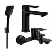 Baterie umywalkowe - Mexen Alfa R62 zestaw wannowy, czarny - miniaturka - grafika 1