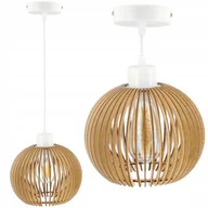 Lampy sufitowe - Lampa Sufitowa Wisząca Zwis E27 Biała Drewniana - miniaturka - grafika 1