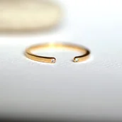 Pierścionki - Otwarty Złoty Pierścionek z Diamentami, Złoto próby 585, Ręcznie Robiony - miniaturka - grafika 1