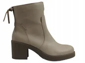 Botki damskie - Be��owe botki damskie Nessi 23518 sk��ra modne klocek platforma r.37 - miniaturka - grafika 1