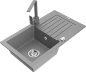 Zlewozmywaki z baterią - Mexen Pablo zlewozmywak granitowy 1-komorowy z ociekaczem i baterią kuchenną Rita, szary - 6510-71-670300-71 - miniaturka - grafika 1