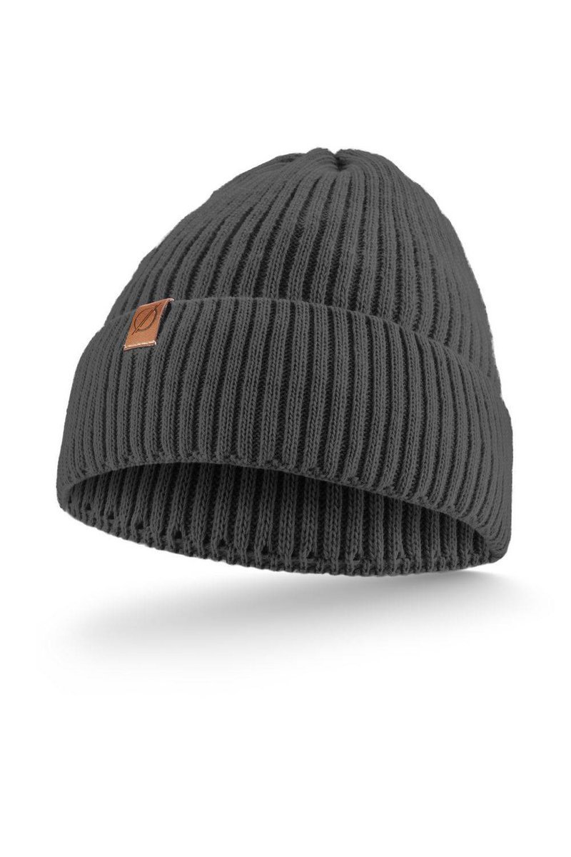 Zimowa szara czapka damska wywijana cz43 brodrene