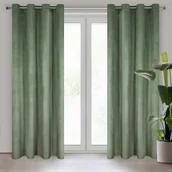 Zasłony - Eurofirany, Zasłona velvetowa na przelotkach Melanie, 140x250, ciemnomiętowa - miniaturka - grafika 1