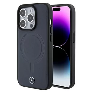 Mercedes etui obudowa pokrowiec do iPhone 15 Pro 6.1" granatowy/navy hardcase Smooth Leather MagSafe - Etui i futerały do telefonów - miniaturka - grafika 1