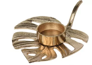 Świecznik aluminiowy na jedną świeczkę w kolorze złotym 12,5x17x3,5 cm wzór:1 - Oświetlenie świąteczne - miniaturka - grafika 1