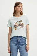 Koszulki sportowe damskie - Guess t-shirt damski kolor turkusowy W4YI48 K9SN1 - miniaturka - grafika 1