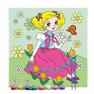 OBRAZ OBRAZEK DO MALOWANIA DLA DZIECI 30X30 CM DZIEWCZYNKA ZESTAW Z FARBAMI - Zabawki kreatywne - miniaturka - grafika 1