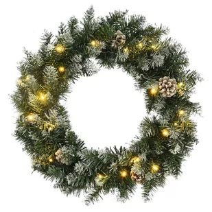 Lumarko Wieniec świąteczny z lampkami LED, zielony, 45 cm, PVC! - Ozdoby bożonarodzeniowe - miniaturka - grafika 1
