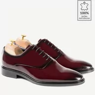 Półbuty męskie - Buty męskie wizytowe skórzane Sebastiano bordowe - BRILU - miniaturka - grafika 1