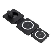 Stacje dokujące do telefonów - Ładowarka indukcyjna Qi 3w1 15W P14 wspiera ładowanie z MagSafe czarna - miniaturka - grafika 1