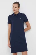 Sukienki - Lacoste sukienka bawełniana kolor granatowy mini prosta - miniaturka - grafika 1