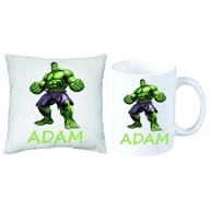 Gadżety dla niej i dla niego - ZESTAW PREZENT PODUSZKA + KUBEK Hulk Avengers IMIĘ - miniaturka - grafika 1