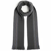 Apaszki i szaliki męskie - Szalik Męski szal 100% Wełniany szary niebieski w paski - miniaturka - grafika 1
