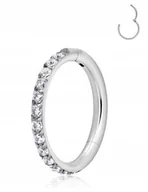 Kolczyki - Tytanowy Kolczyk Clicker PIERCING kółko Cyrkonie Septum HELIX Lobe 1,2/8 - miniaturka - grafika 1