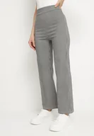 Spodnie damskie - Czarno-Białe Szerokie Spodnie z Bawełną i Wysokim Stanem w Kratę Alisottia - miniaturka - grafika 1