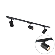 Lampy sufitowe - QAZQA System szynowy czarny w tym ściemniane 3 światła LED 3-fazowe prawe - Linijka 38 - miniaturka - grafika 1