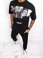 Koszulki męskie - T-shirt męski z nadrukiem czarny Dstreet RX4845-M - miniaturka - grafika 1