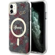 Etui i futerały do telefonów - Guess GUHMN61HCFWSA iPhone 11 / Xr 6.1" zielony/khaki hardcase Flower MagSafe - miniaturka - grafika 1