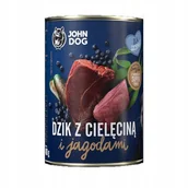 Mokra karma dla psów - John Dog Dzik z cielęciną i jagodami 400g John Dog dla szczeniąt - miniaturka - grafika 1