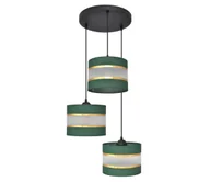 Lampy sufitowe - Żyrandol na lince HELEN 3xE27/60W/230V zielony/złoty - miniaturka - grafika 1
