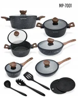 Zestawy garnków i patelni - KOMPLET GARNKÓW MARMURKOWYCH 15EL. POWŁOKA GRANITOWA INDUKCJA GAZ - miniaturka - grafika 1