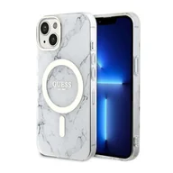 Etui i futerały do telefonów - Guess GUHMP14MPCUMAH do Apple iPhone 14 Plus 6.7" biały/white hardcase Marble MagSafe - miniaturka - grafika 1