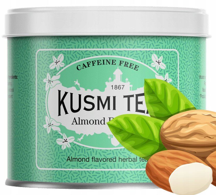 Herbata Kusmi Rooibos Almond puszka z migdałem Migdałowa ziołowa herbatka