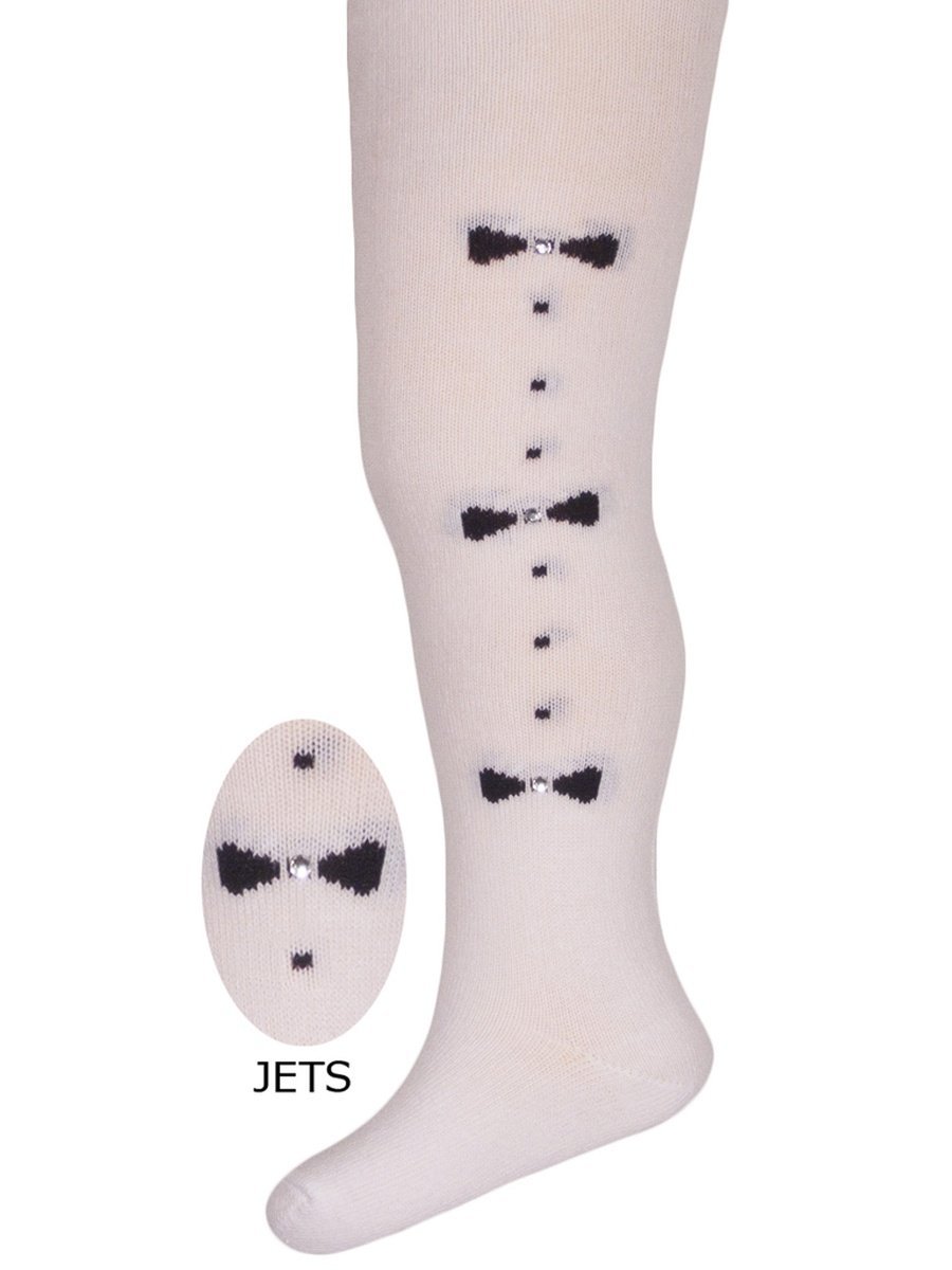 Dziewczęce rajstopy bawełniane kokardki białe Milusie