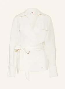 Tommy Hilfiger Bluzka O Kroju Kopertowym Z Dodatkiem Lnu beige - Bluzki damskie - miniaturka - grafika 1