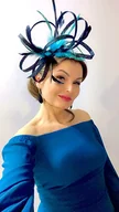 Ozdoby do włosów - Fascynator HERMIONE - czarny/ turkus - miniaturka - grafika 1