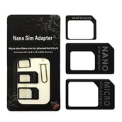 Pozostałe akcesoria do telefonów - Adapter 4W1 Micro Sim + Nano Sim Uniwersalny Adapter Kart Sim 4W1 Kluczyk Czarny - miniaturka - grafika 1