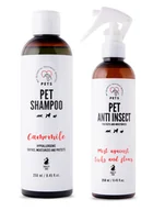 Szampony i odżywki dla psów - PET Shampoo Camomile_Szampon Rumiankowy 250ml Hypoallergenic + PETS ANTI INSECT - skuteczna ochrona przeciw kleszczom, pchłom oraz innym owadom 250ml - miniaturka - grafika 1