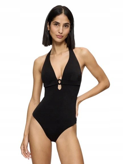 TRIUMPH CZARNY JEDNOCZĘŚCIOWY STRÓJ KĄPIELOWY Z WIĄZANIEM NA SZYI 36C J_A