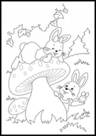 Kolorowanki, wyklejanki - Kolorowanka w formie plakatu dla dzieci i nie tylko z piękną grafiką, zajączki w lesie - miniaturka - grafika 1