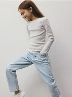 Spodnie i spodenki dla dziewczynek - Reserved - Jeansy straight fit - niebieski - miniaturka - grafika 1