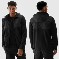 Bluzy męskie - Polar Męski 4F Rozpinany Z Kapturem Regular Czarny 4FWAW24TFLEM269 XL - miniaturka - grafika 1