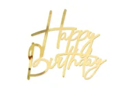 Ciasta i półprodukty do ciast - Topper na bok tortu Happy Birthday - złoty - 1 szt. - miniaturka - grafika 1