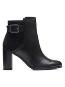 Botki damskie - Clarks Skórzane botki "Freva 85" w kolorze czarnym - miniaturka - grafika 1