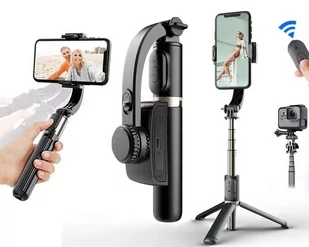 Bezprzewodowy SELFIE STICK GIMBAL stabilizacja obrazu TRIPOD z pilotem 750mm czarny - Selfie stick - miniaturka - grafika 1