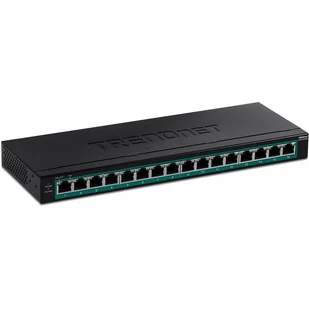 Trendnet TPE-TG160H łącza sieciowe Nie zarządzany Gigabit Ethernet (10/100/1000) Obsługa PoE 1U Czarny - Pozostałe akcesoria sieciowe - miniaturka - grafika 1