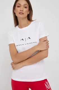 Koszulki i topy damskie - Giorgio Armani Exchange Exchange t-shirt bawełniany kolor biały - grafika 1