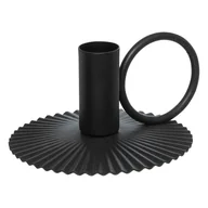 Świeczniki - Metalowy świecznik na prążkowanej podstawce - miniaturka - grafika 1