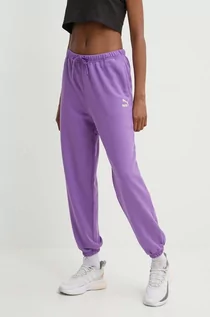 Spodnie damskie - Puma spodnie dresowe bawełniane BETTER CLASSIC kolor fioletowy gładkie 624233 - grafika 1