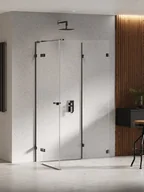 Kabiny prysznicowe - New Trendy Czarna kabina przyścienna z bocznym wejściem 90x90 EXK-6280 Eventa Black Chrome - miniaturka - grafika 1