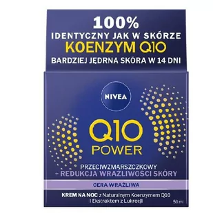 Nivea Q10 Power anty-zmarszczki + redukcja wrażliwości pielęgnacja nocna dla młodszej skóry, nawilżający krem nocny, 2 szt. w opakowaniu (2 x 50 ml) - Kremy do twarzy - miniaturka - grafika 1