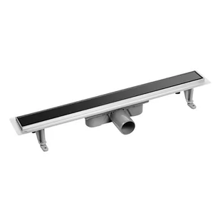 Laveo Basso odpływ liniowy 90 cm ruszt odwracalny szkło czarne COB790S - Odpływy liniowe - miniaturka - grafika 1