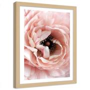 Plakaty - Plakat ozdobny w ramie naturalnej FEEBY Różowy kwiat, 60x90 cm - miniaturka - grafika 1